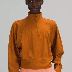 Lululemon nwot Ready to Rulu Half-Zip Pullover sz 10 butternut brown